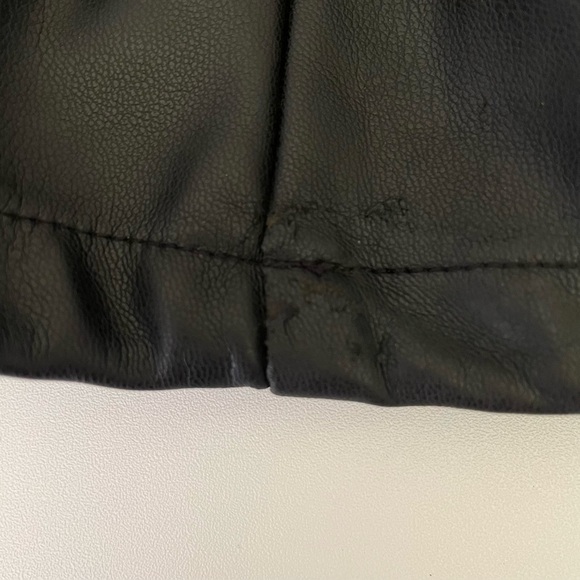 Maniere De Voir Tacked Vegan Leather Flared Trousers High Waist Pant Black 0 - Picture 14 of 16